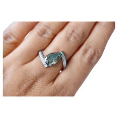 Bague en diamant de 2,17 carats de couleur gris foncé et vert jaunâtre certifié GIA 
