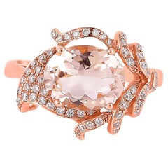 2.17 Carat Morganite and Diamond Ring in 18 Karat Rose Gold