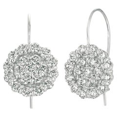 Boucles d'oreilles grappe de diamants naturels de 2,17 carats G SI en or blanc 14K