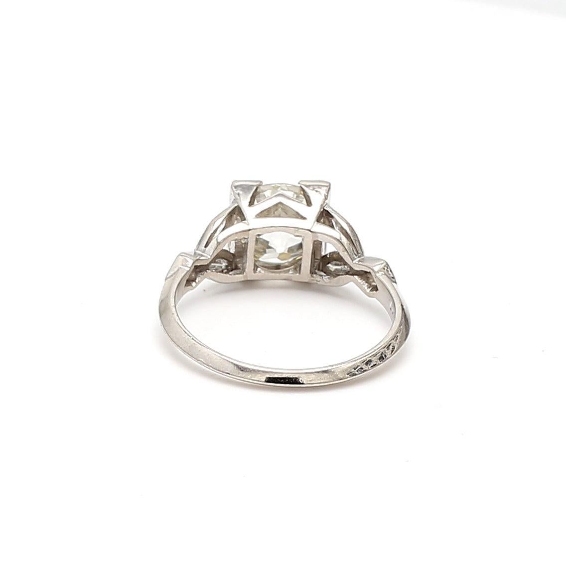 De las mujeres Anillo de compromiso en platino con diamantes de talla europea antigua K SI2 e I VS2 de 2,17 quilates en venta