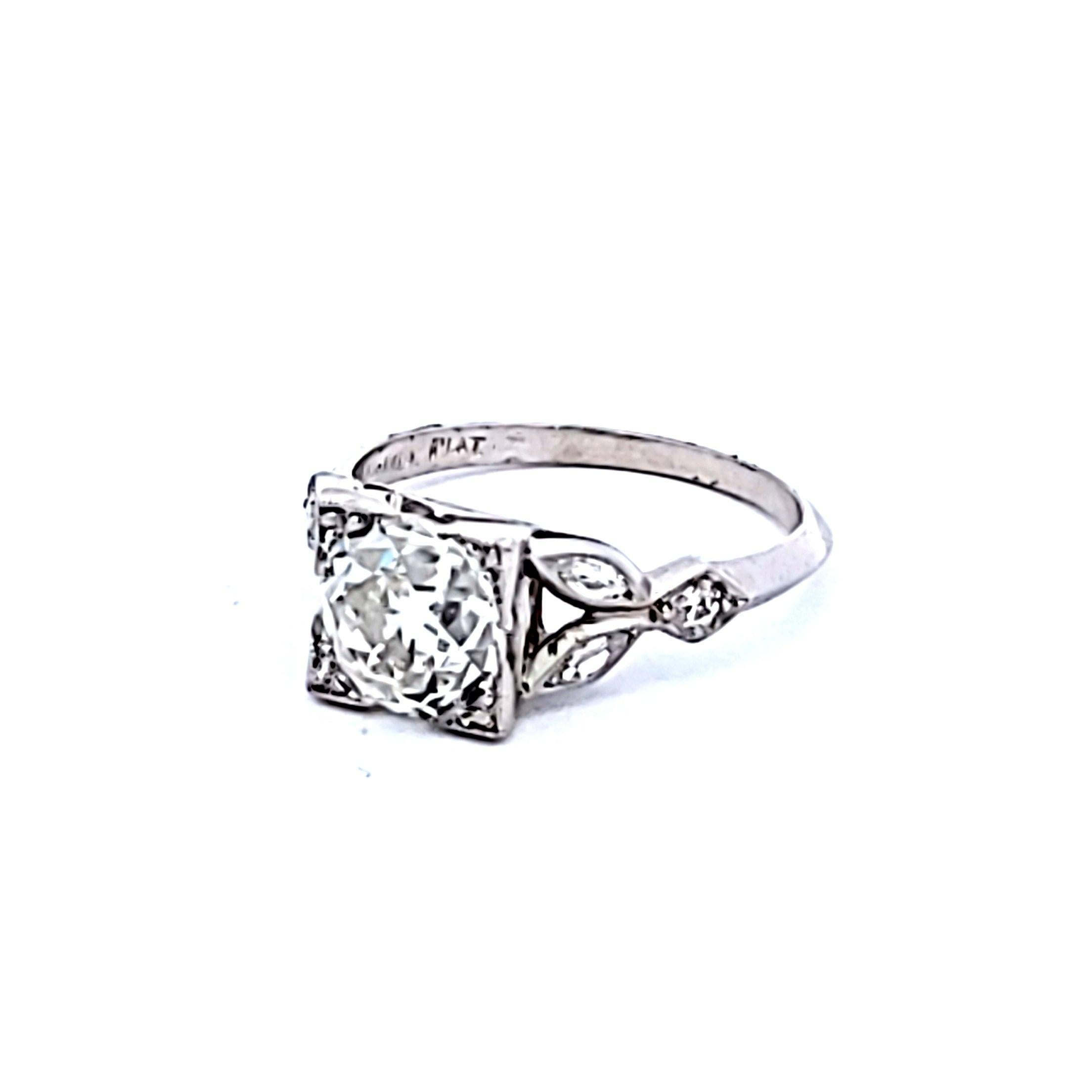 Anillo de compromiso en platino con diamantes de talla europea antigua K SI2 e I VS2 de 2,17 quilates en venta 2