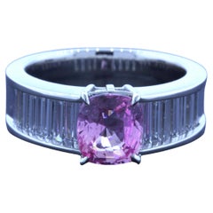 2.17 Carat Padparadscha Sapphire Diamond Platinum Ring, No-Heat GRS Certified