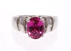 2.17 Carat Rubellite Tourmaline and Diamond Cocktail Ring in 14 Karat White Gold
