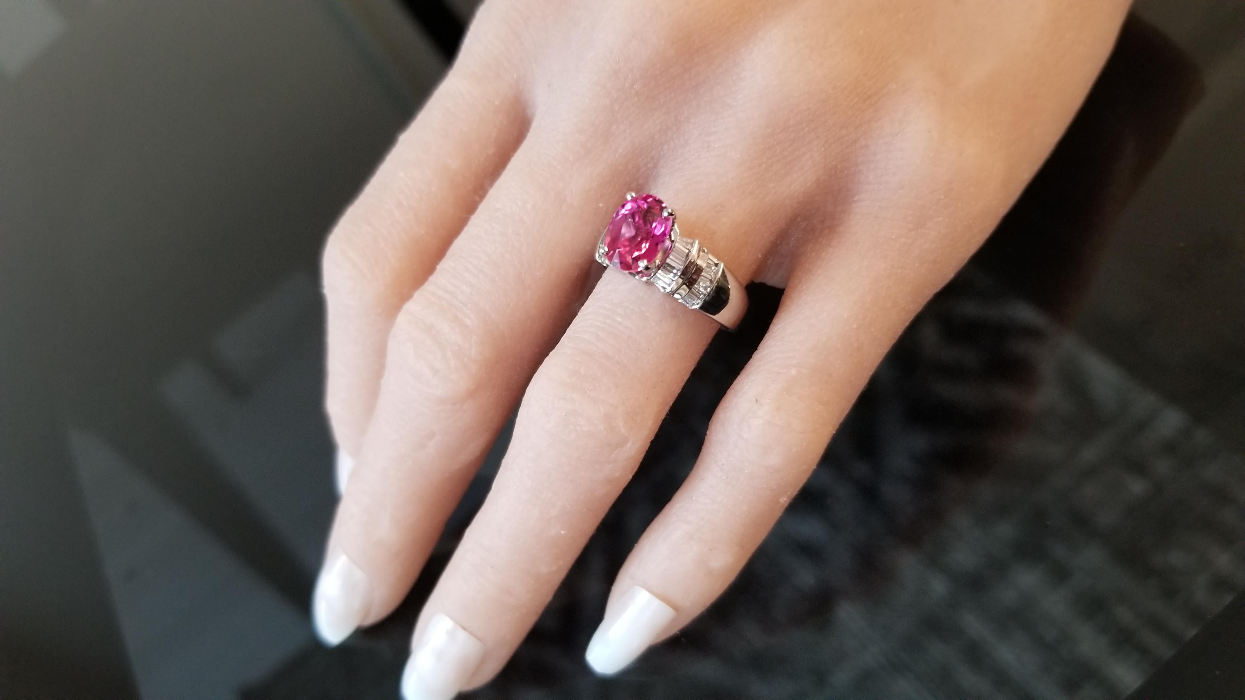 2.17 Carat Rubellite Tourmaline and Diamond Cocktail Ring in 14 Karat White Gold In New Condition In Chicago, IL