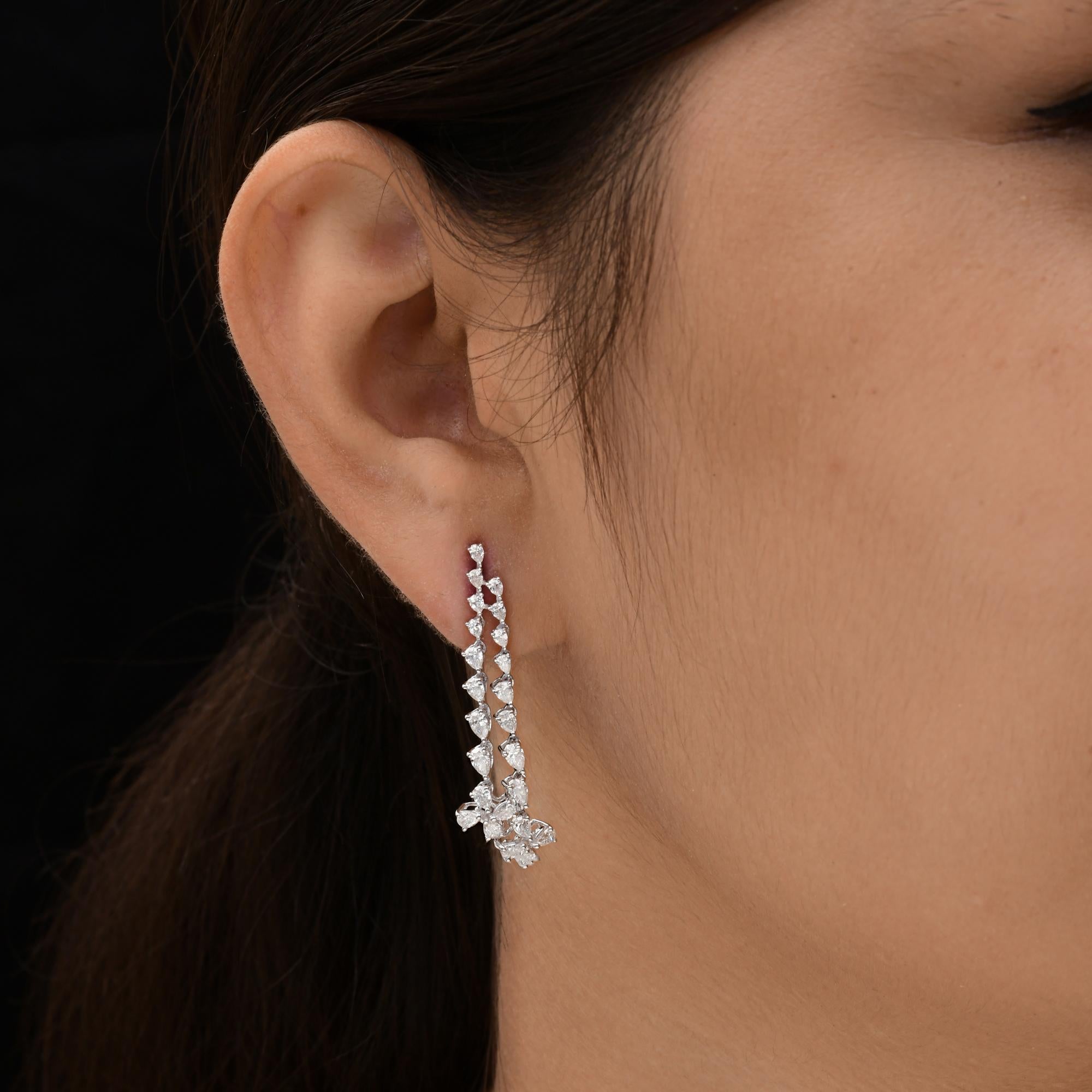 2,17 Karat SI/H Birnenschliff Diamant-Ohrringe im Brillantschliff 14 Karat Weißgold Schmuck (Tropfenschliff) im Angebot