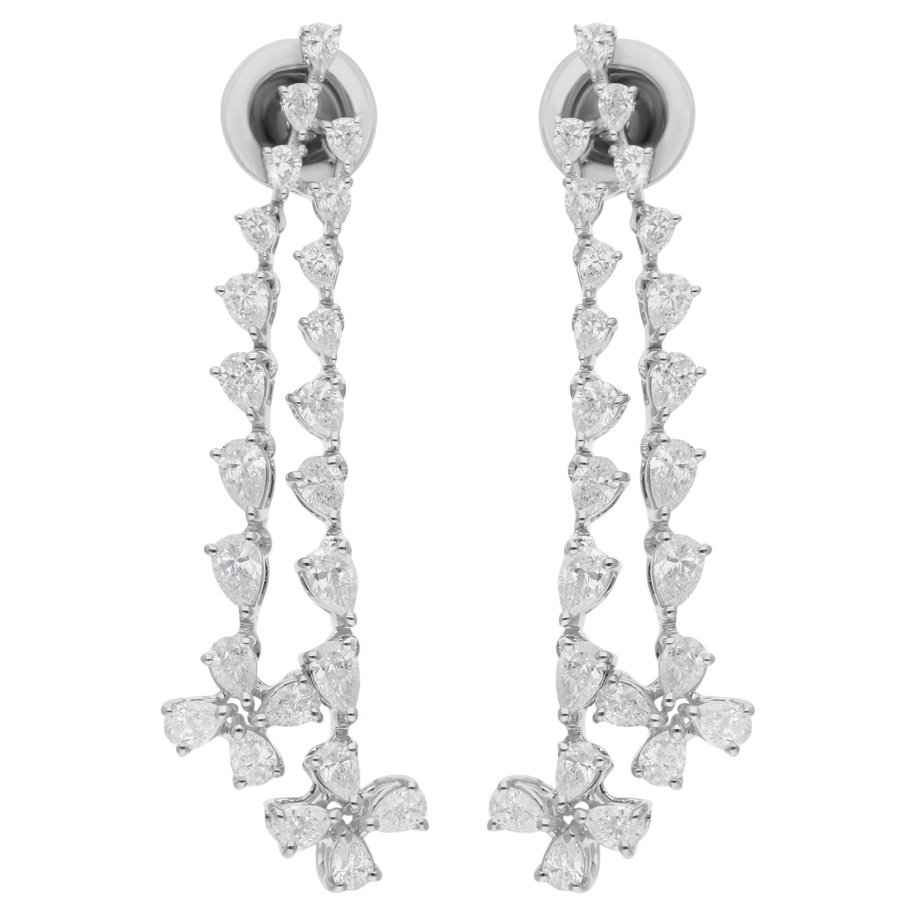 2.17 Carat SI/H Pear Brilliant Cut Diamond Earrings 14 Karat White Gold Jewelry