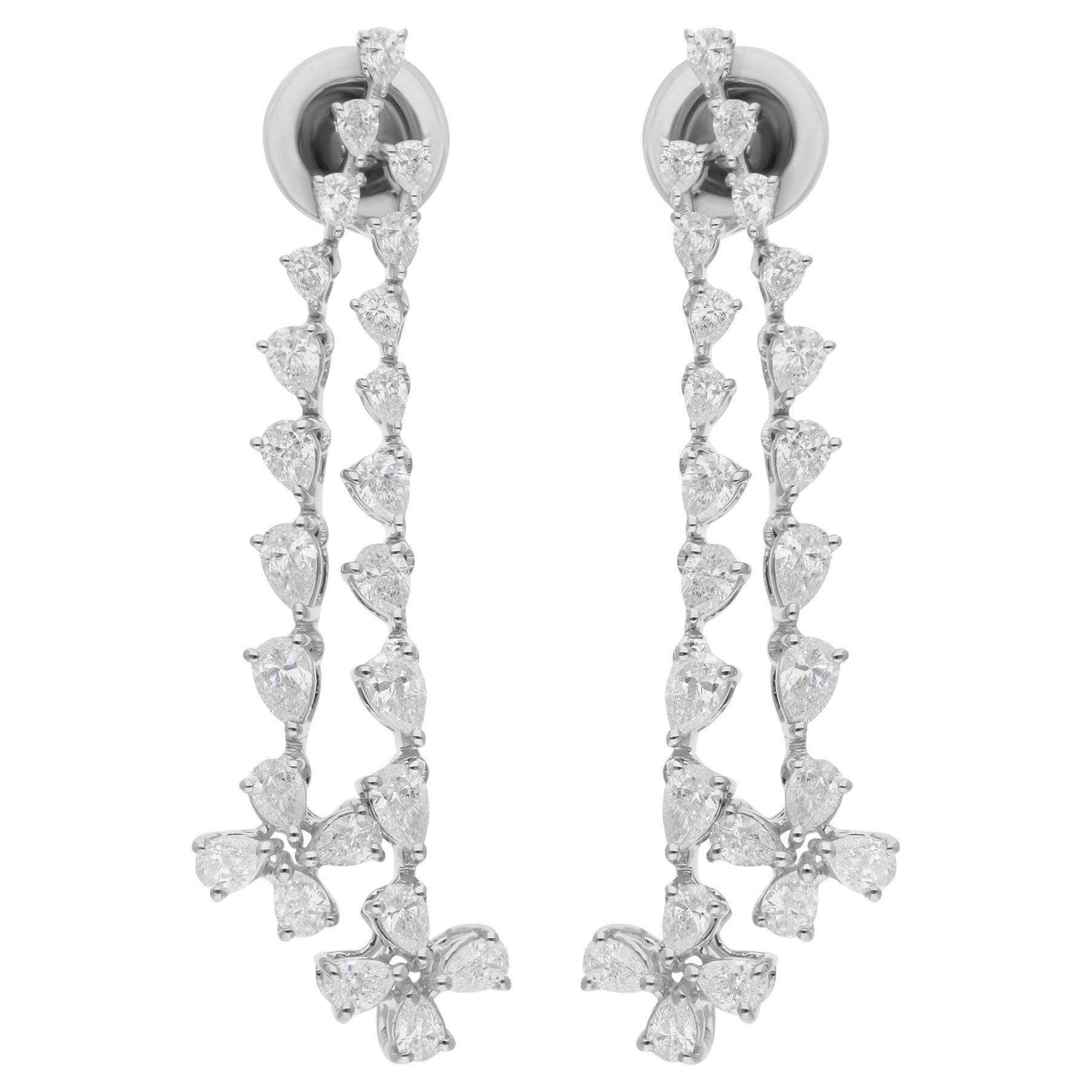 2.17 Carat SI/H Boucles d
oreilles diamant poire taille brillant 14 Karat White Gold Jewelry