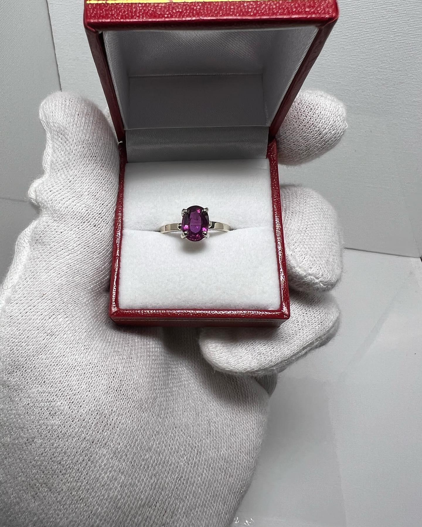 2.17 Carat Vivid Pink Purple Kashmir Sapphire 14k Gold Ring 6
