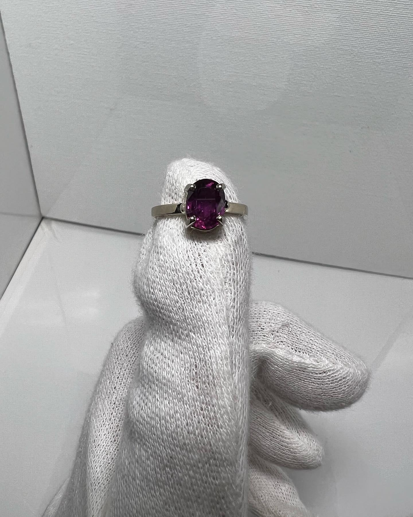 2.17 Carat Vivid Pink Purple Kashmir Sapphire 14k Gold Ring 7