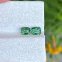 2,17 carati di tormalina verde bluastra Coppia di gemme afghane con taglio a cuscino