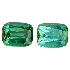 2,17 quilates Pareja de piedras turmalina verde claro talla cojín gema afgana