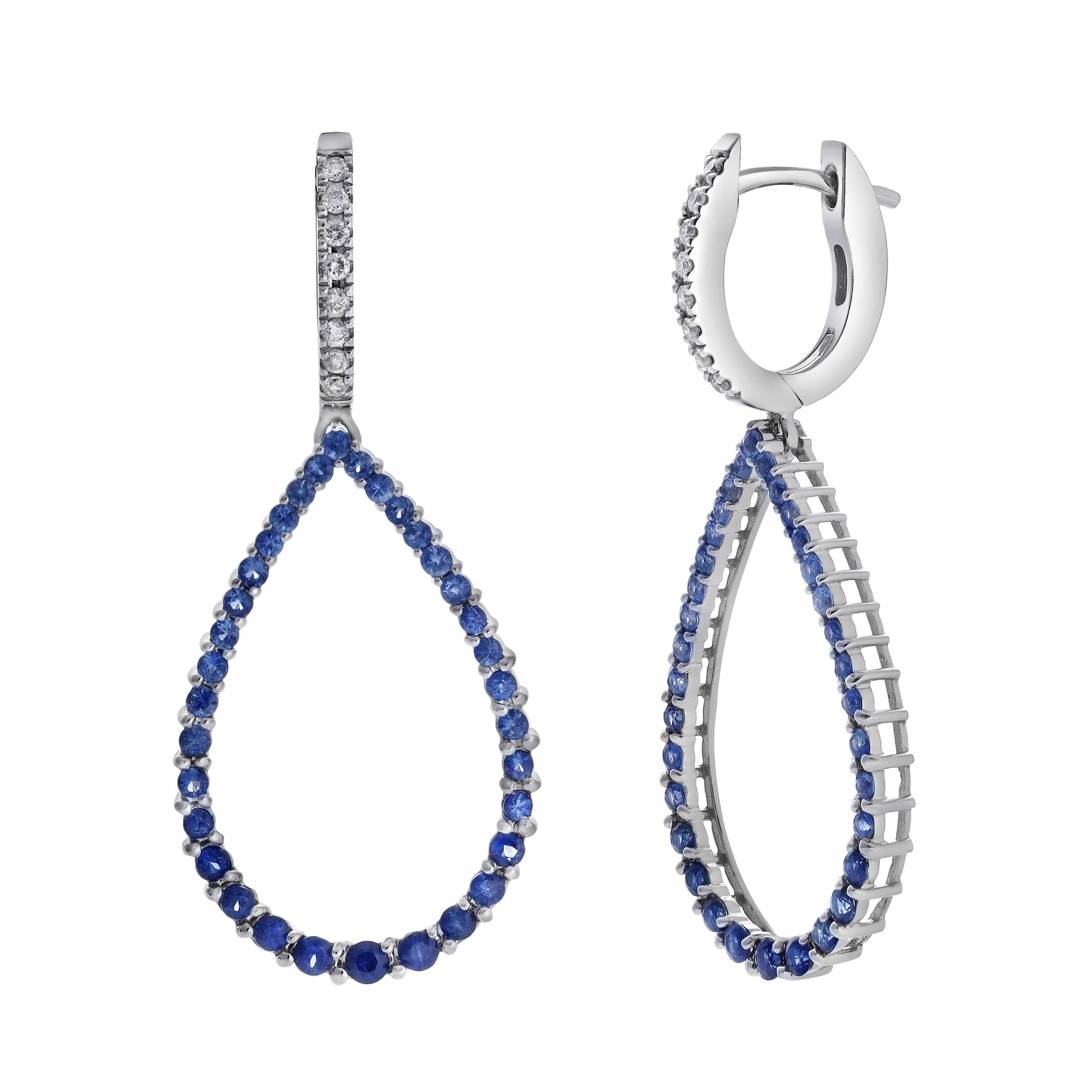 Contemporain Boucles d'oreilles pendantes saphir et diamant de 2,17 carats (total) en vente