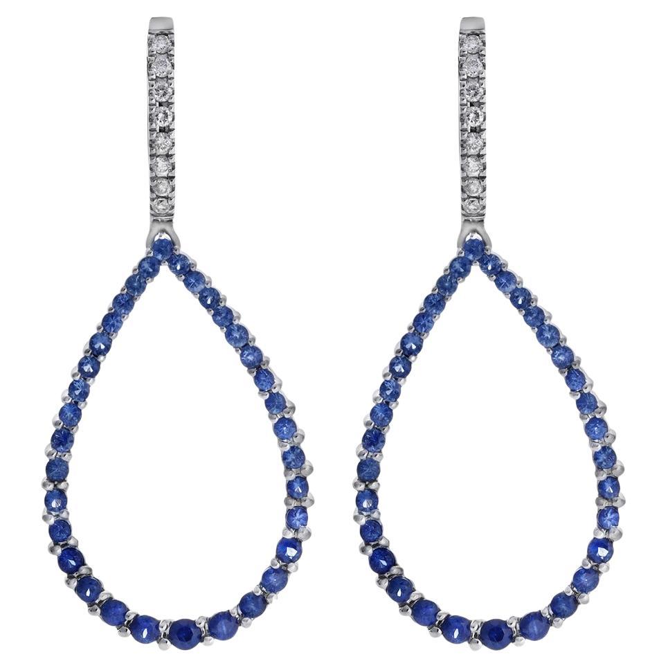 2,17 Karat rundgeschliffener Saphir & Diamant-Baumelohrringe