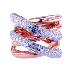 2.17 Ct Diamonds 18kt White and Rose Gold Fine Band Ring
