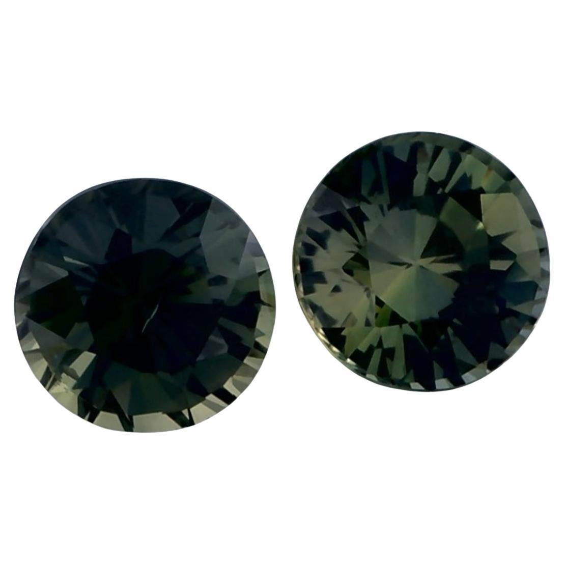 2.17 Ct Green Sapphire Round Loose Gemstone