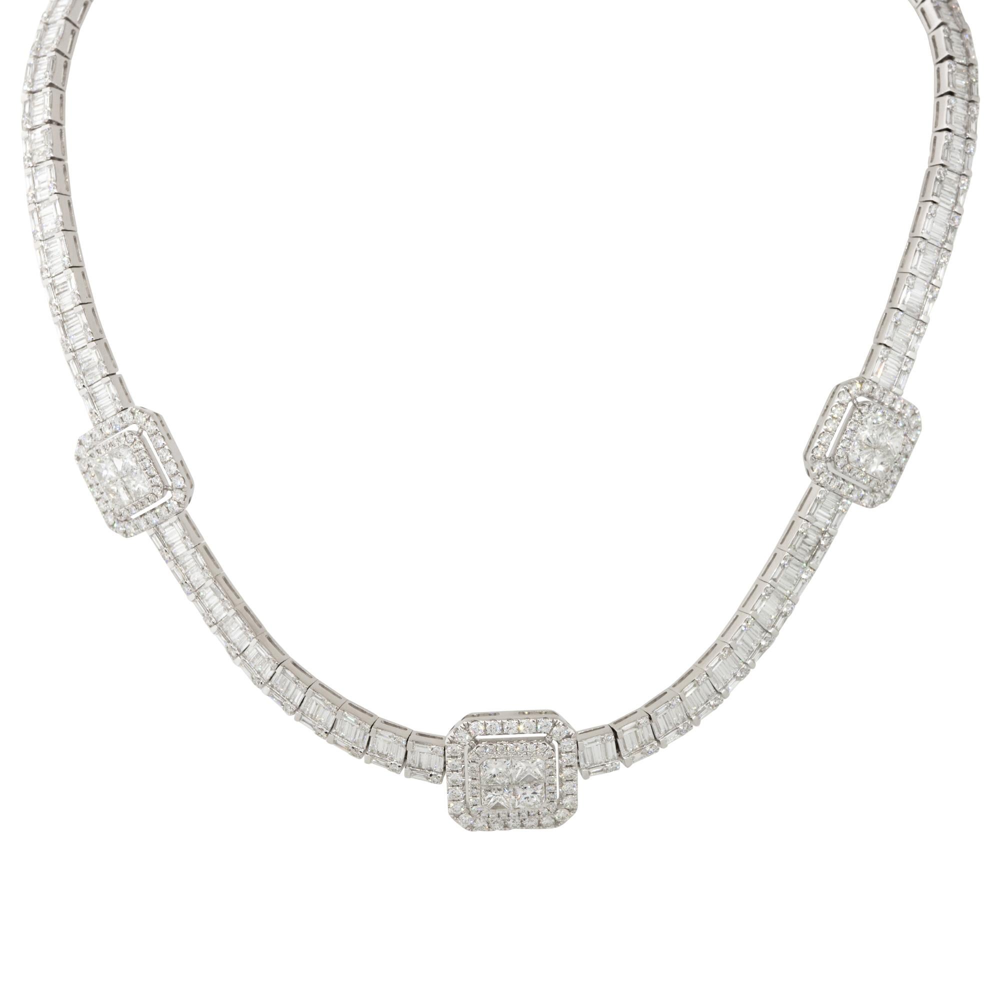 21.71 Carat Multi-Shape Diamond Station Necklace 18 Karat in Stock In Excellent Condition For Sale In Boca Raton, FL