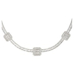 21.71 Carat Multi-Shape Diamond Station Necklace 18 Karat in Stock