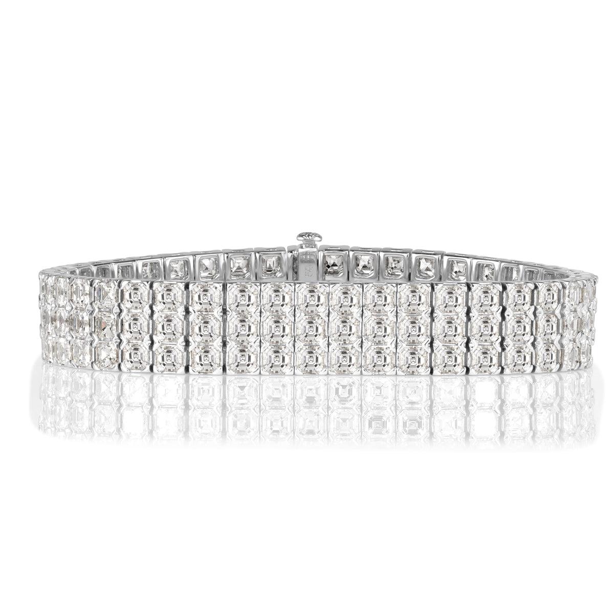 21.72ct Asscher Cut Diamond Tennis Bracelet For Sale