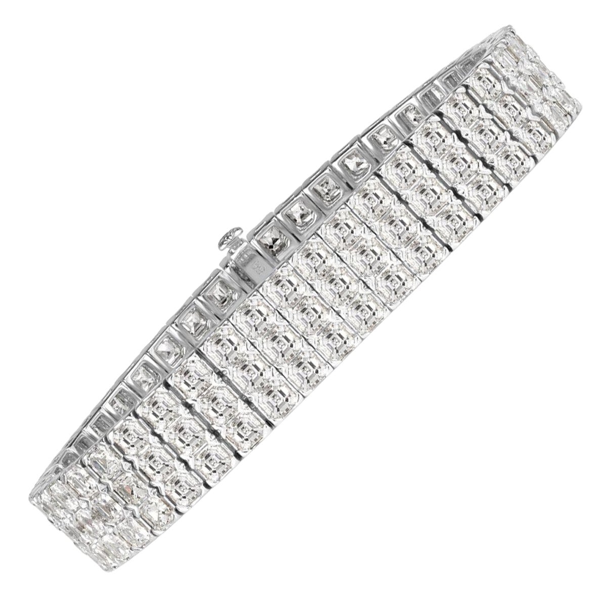 21.72ct Asscher Cut Diamond Tennis Bracelet