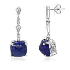 21.73 Carats Tanzanite and White Diamond White Gold Earrings