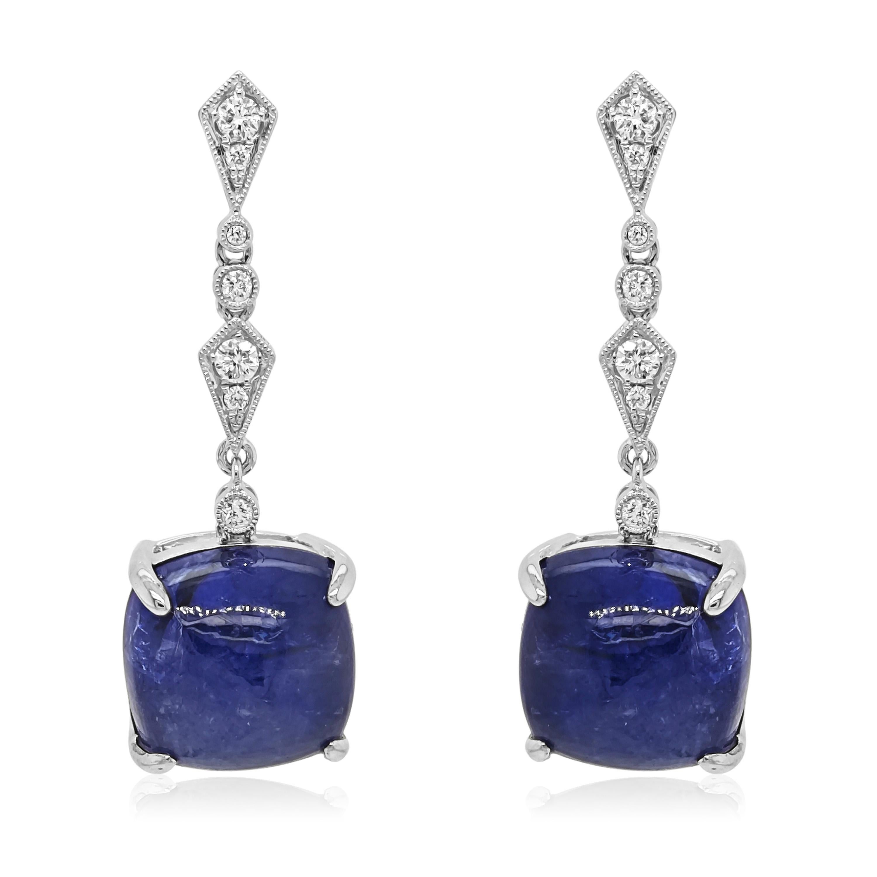 Taglio misto Orecchini in oro bianco con tanzanite e diamanti bianchi da 21.73 carati in vendita