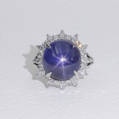 21.74ct Burma No Heat Star Sapphire in Platinum Ring by Shreve, Crump and Low