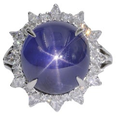 21.74ct Burma No Heat Star Sapphire in Platinum Ring by Shreve, Crump and Low 