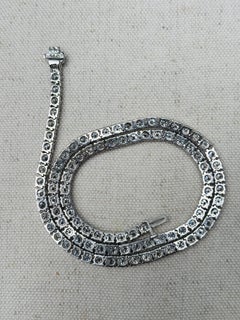 TRADE PRICING, 21.75 cts Natural Diamond Tennis Necklace 14k White Gold 16''