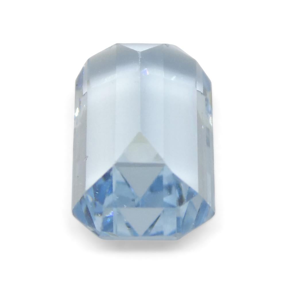 Women's or Men's 2.17ct Emerald Cut Blue Aquamarine from Brazil For Sale