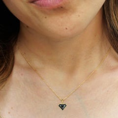 2.17CT Natural Black Diamond Shield Pendant in 14K Yellow Gold