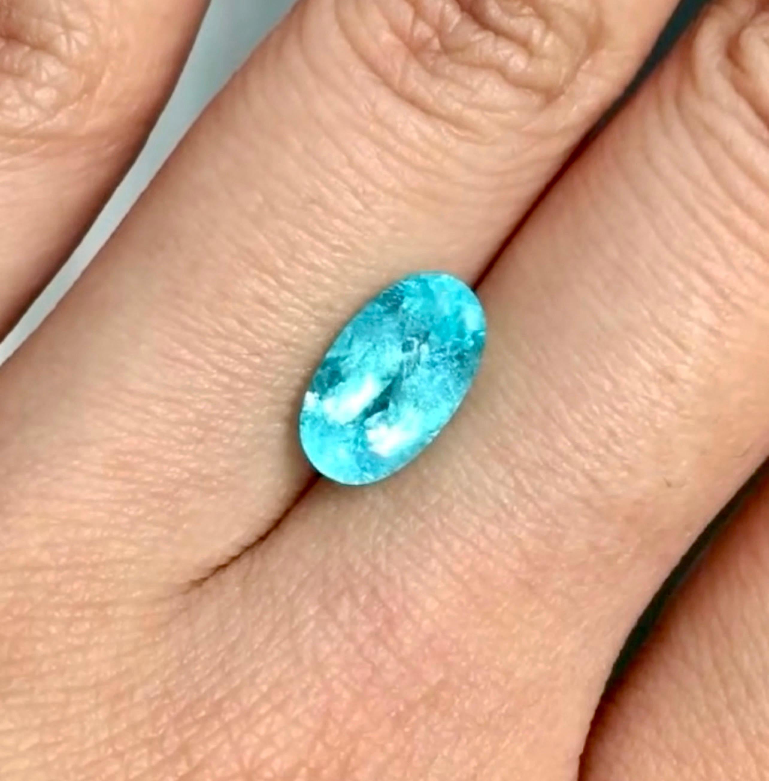 da uomo o donna Tormalina Paraiba certificata GIA 2,17ct  Gemma brasiliana rara di colore blu neon in vendita