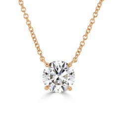 2.17ct Round Brilliant Cut Diamond Pendant in 18k Yellow Gold