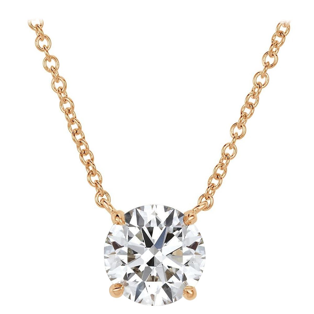 2.17ct Round Brilliant Cut Diamond Pendant in 18k Yellow Gold For Sale