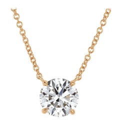 2.17ct Round Brilliant Cut Diamond Pendant in 18k Yellow Gold