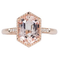 2.17ct Soft Pink Hexagon Morganite Engagement Ring 14K Rose Gold