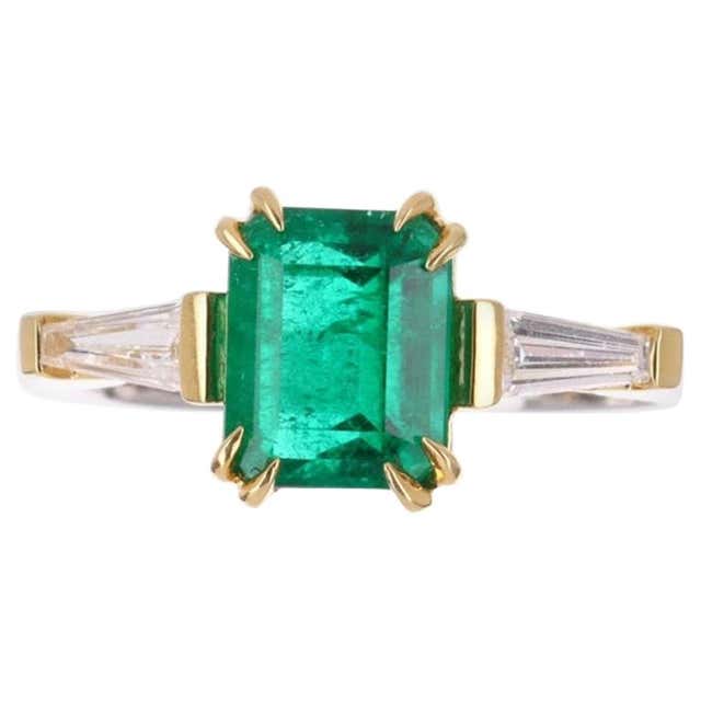 VAN CLEEF and ARPELS Colombian Emerald-Cut Emerald and Diamond Ring at ...