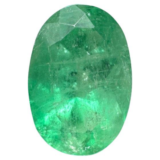 2.18 Carat 10x7 Yellowish Green Colombian Emerald - Oval Cut May Birthstone