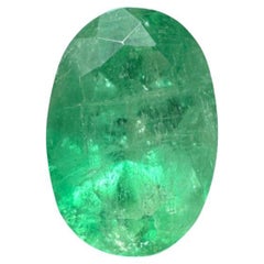 2.18 Carat 10x7 Yellowish Green Colombian Emerald - Oval Cut May Birthstone (pierre de naissance de mai)