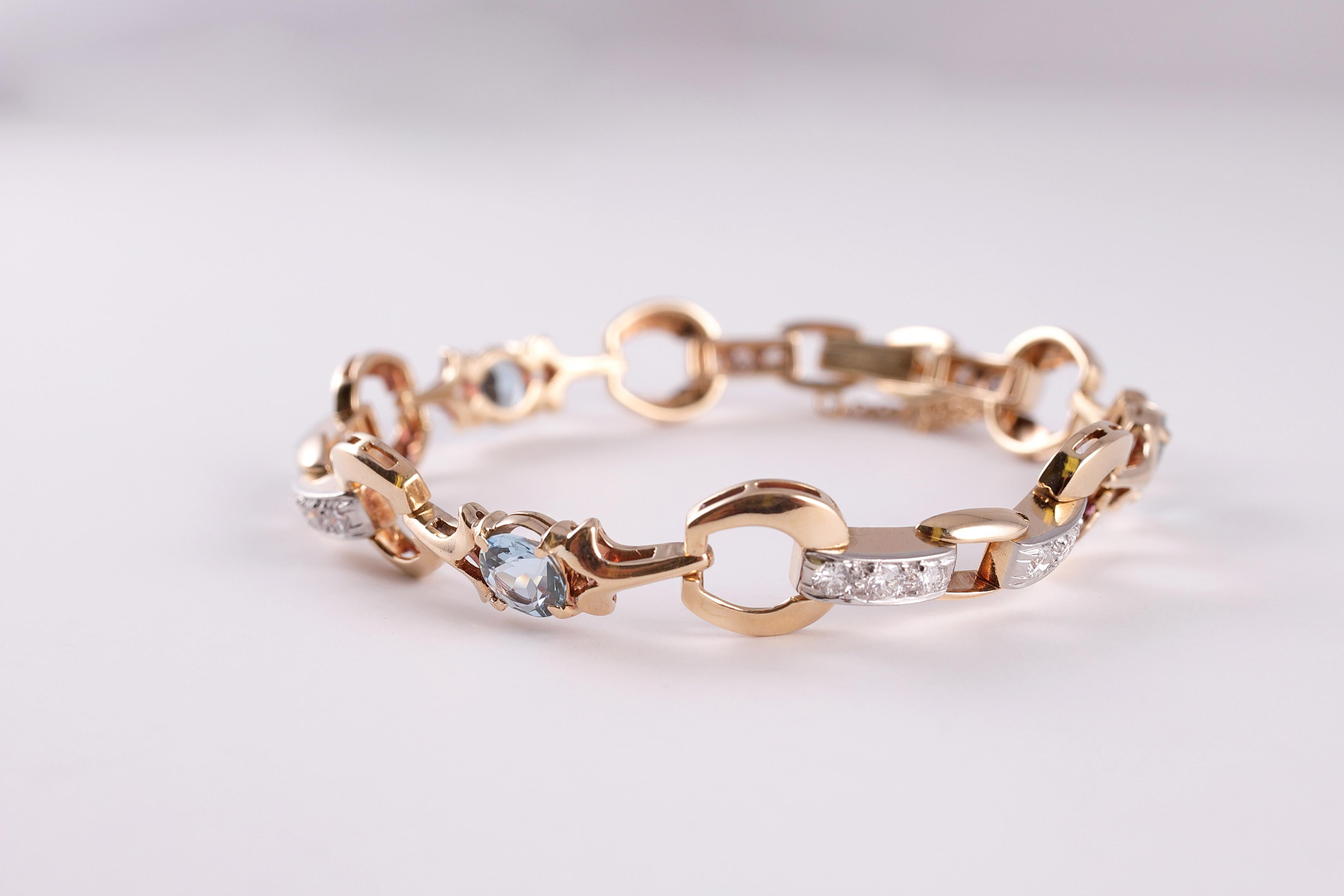 Bracelet d'aigue-marine et de diamants de 2,18 carats en vente 4