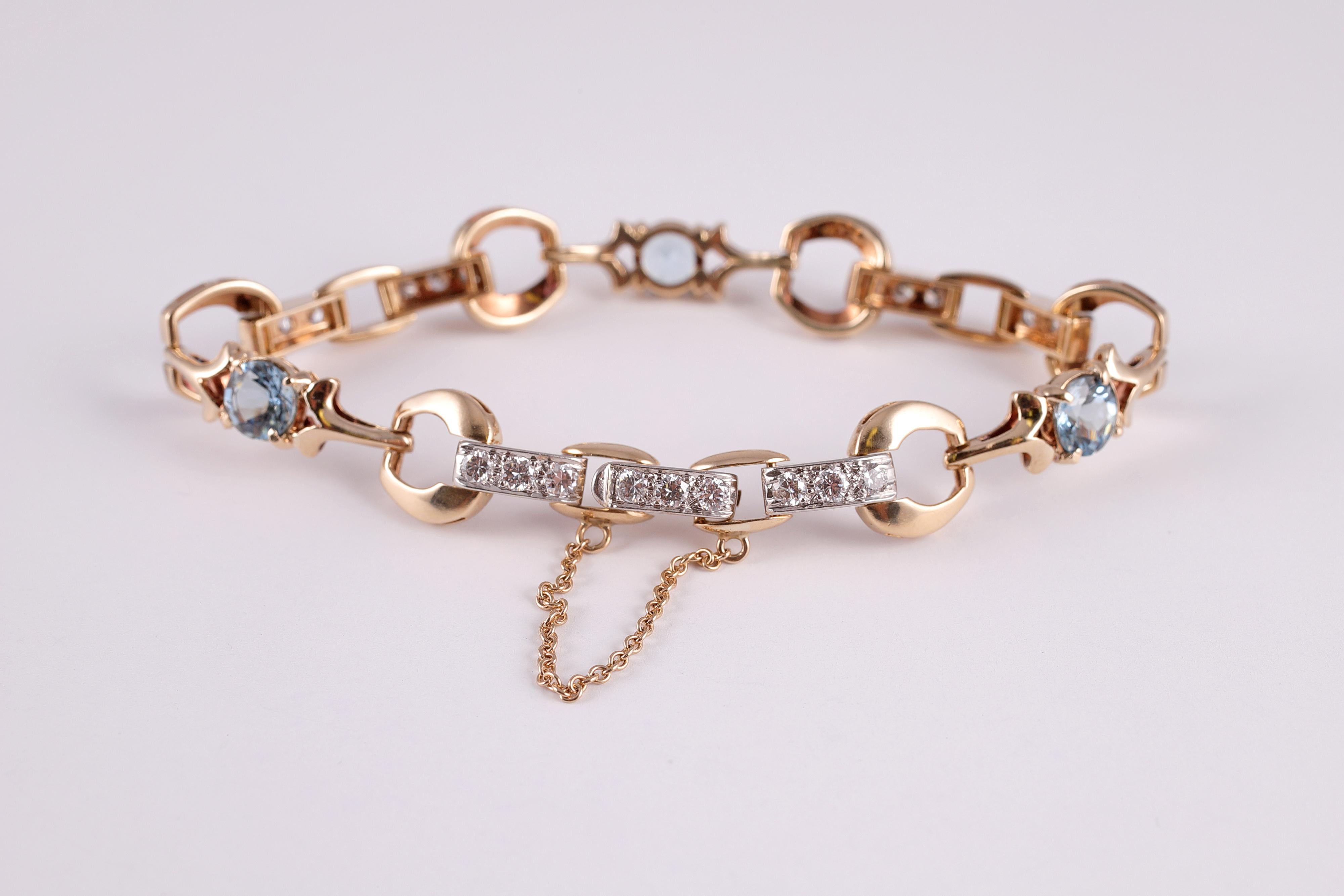 Taille ovale Bracelet d'aigue-marine et de diamants de 2,18 carats en vente