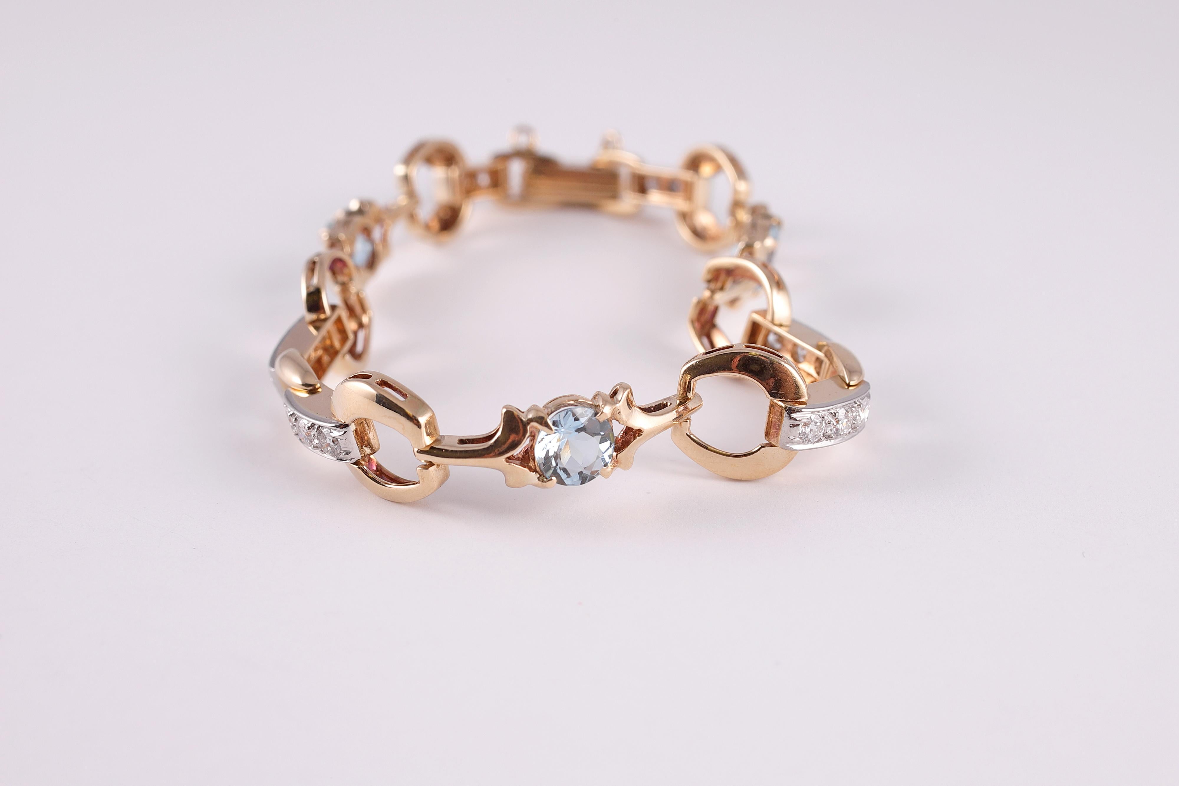 Bracelet d'aigue-marine et de diamants de 2,18 carats Bon état - En vente à Dallas, TX