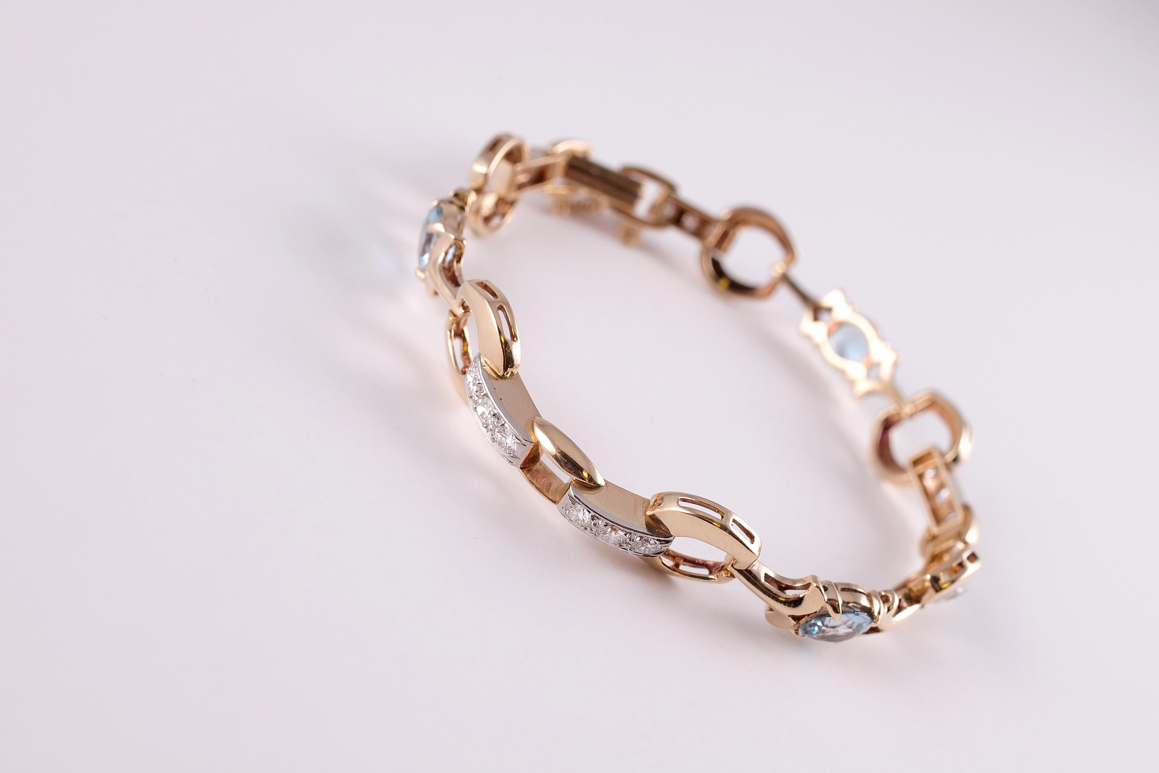 Bracelet d'aigue-marine et de diamants de 2,18 carats Pour femmes en vente