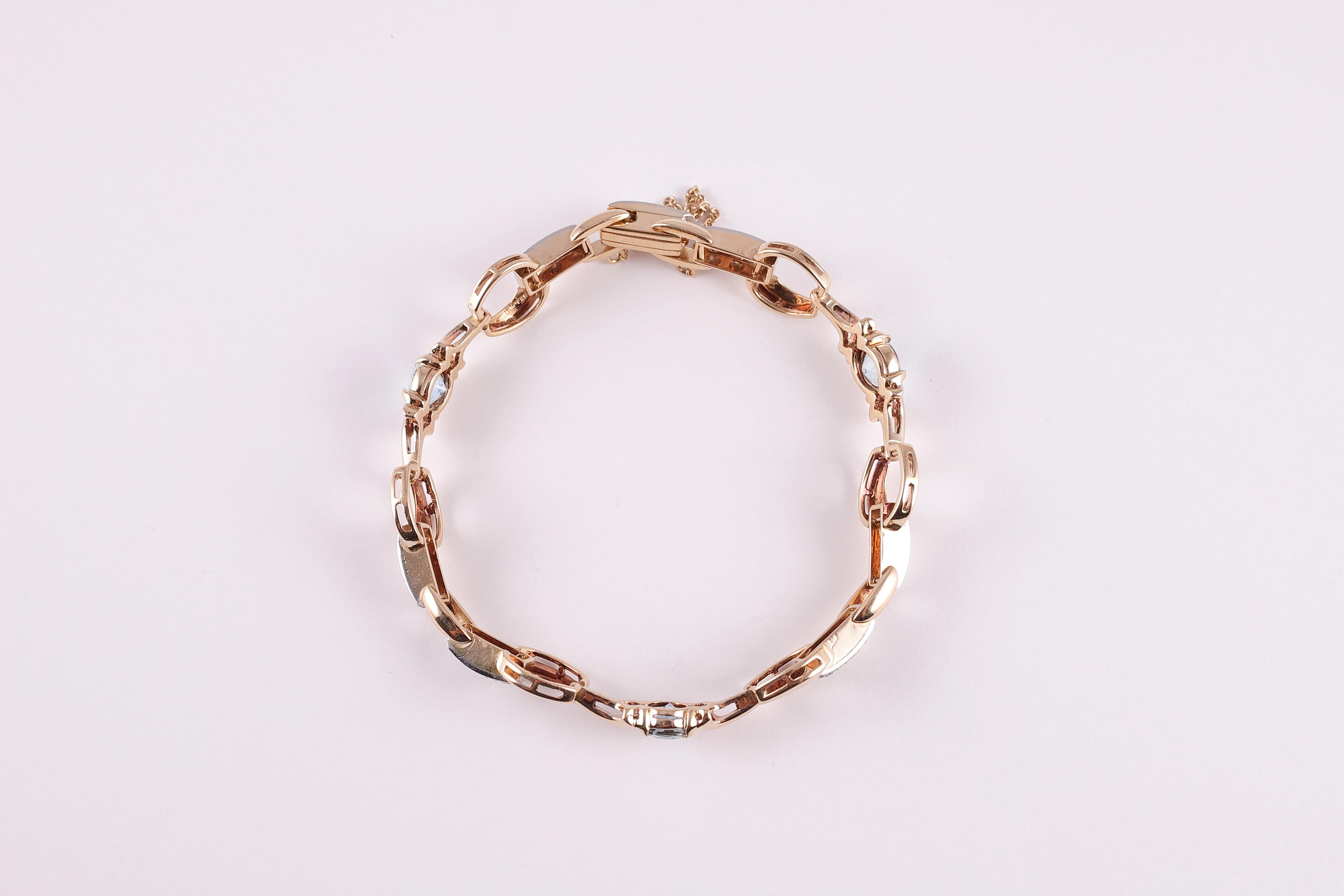 Bracelet d'aigue-marine et de diamants de 2,18 carats en vente 1