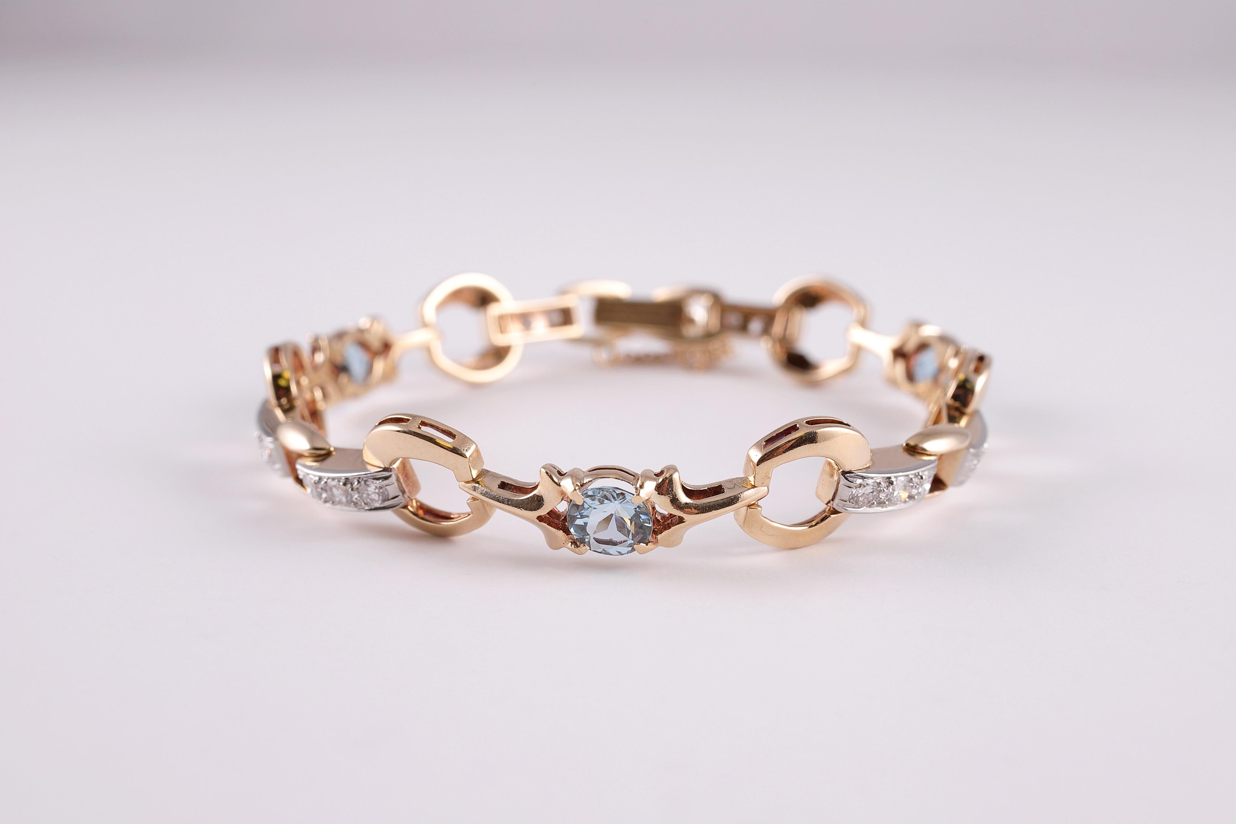 Bracelet d'aigue-marine et de diamants de 2,18 carats en vente 2