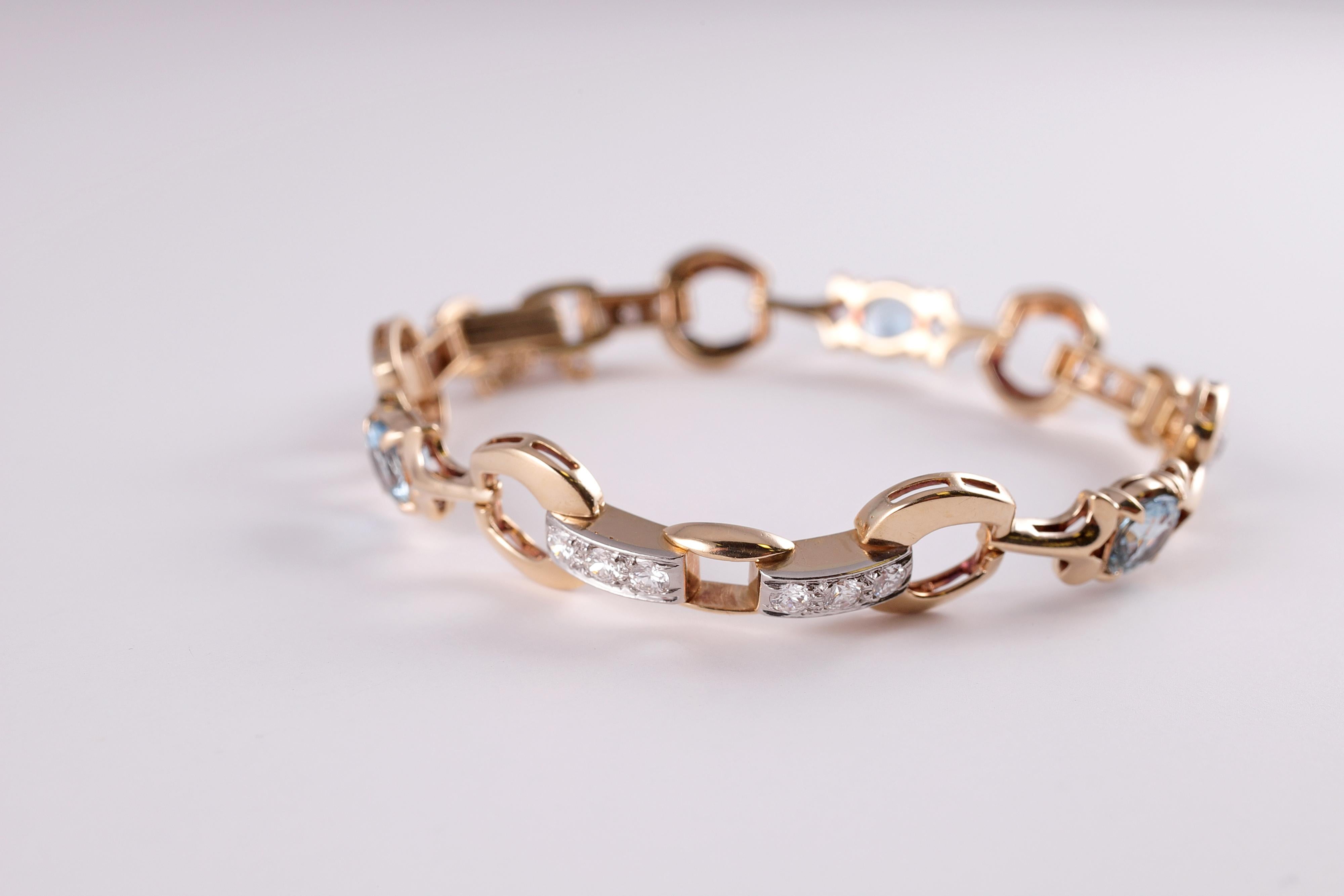 Bracelet d'aigue-marine et de diamants de 2,18 carats en vente 3