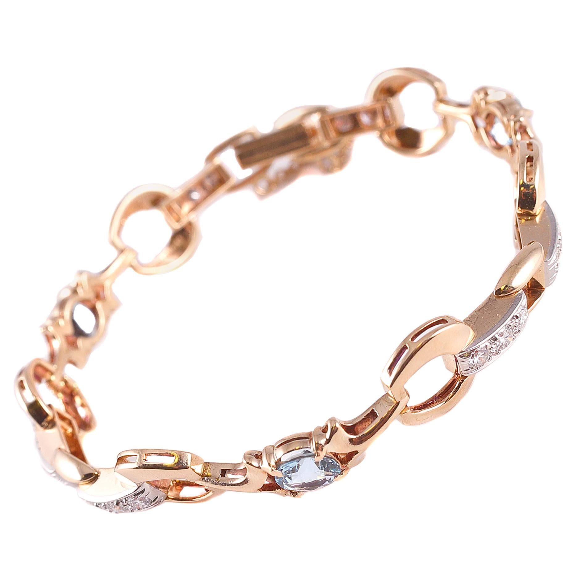 Bracelet d'aigue-marine et de diamants de 2,18 carats en vente
