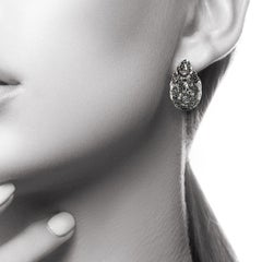2.18 Carat Black And White Diamond Reversible Drop Earrings Natalie Barney