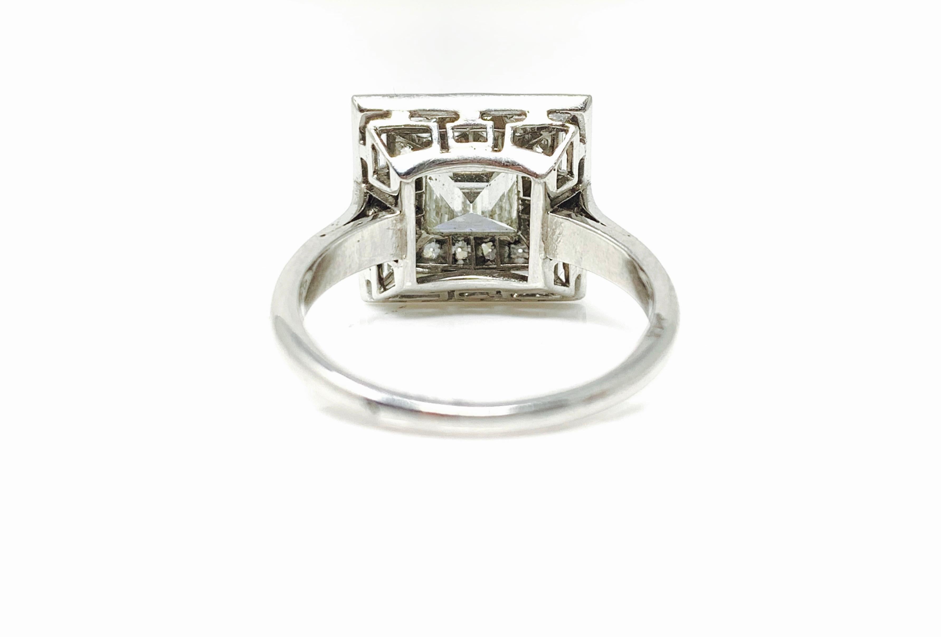 Asscher Cut 2.18 Carat Diamond Engagement Ring in Platinum For Sale
