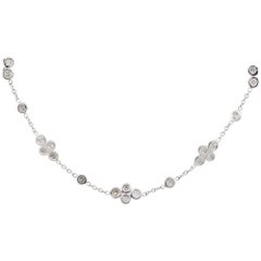 2.18 Carat Diamond Floral Necklace 18 Karat in Stock