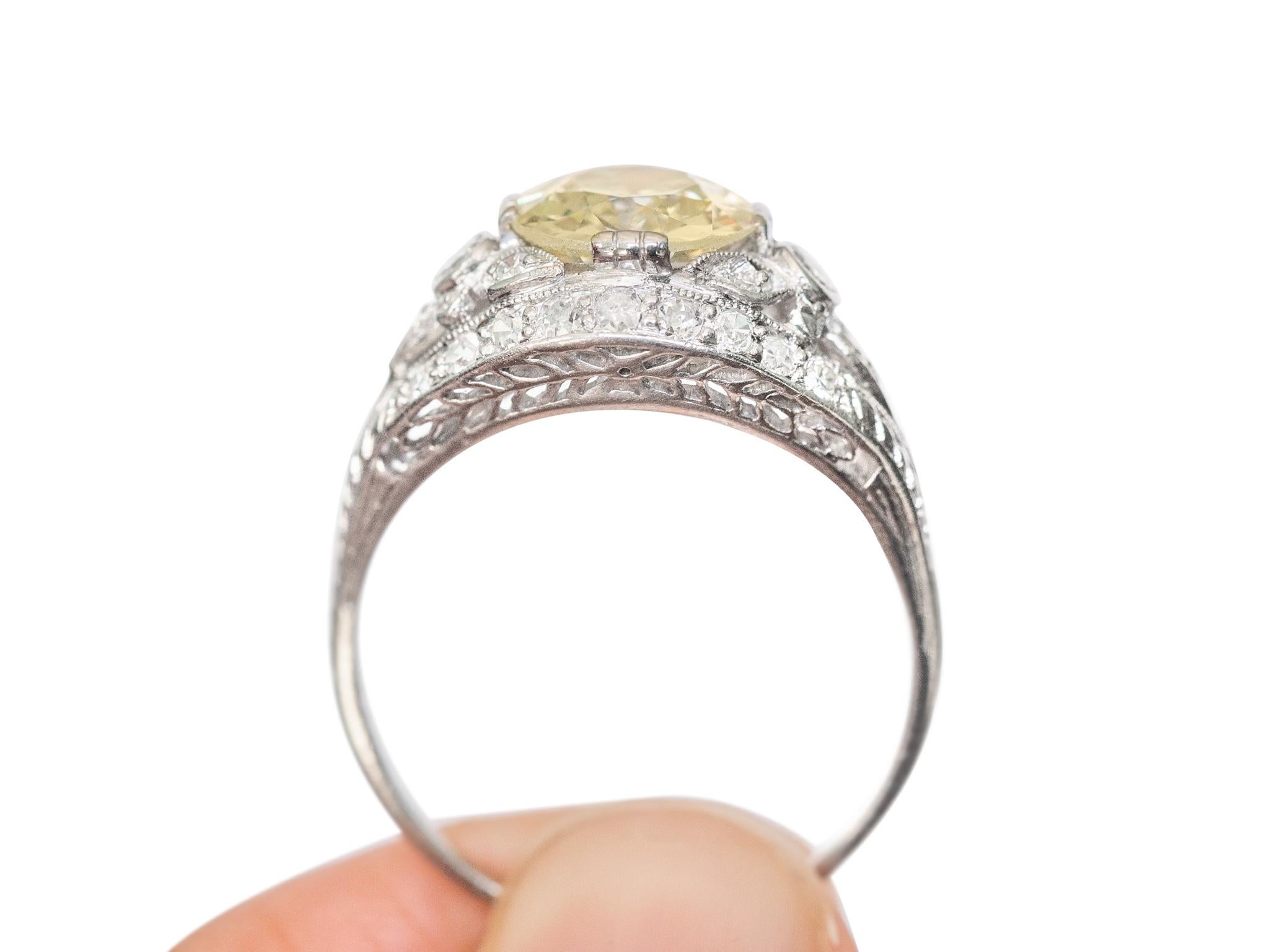 2.18 Carat Diamond Platinum Engagement Ring In Good Condition For Sale In Atlanta, GA